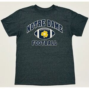 Elite Fan Notre Dame Football Graphic Print Mens Medium Gray Short Sleeve Shirt